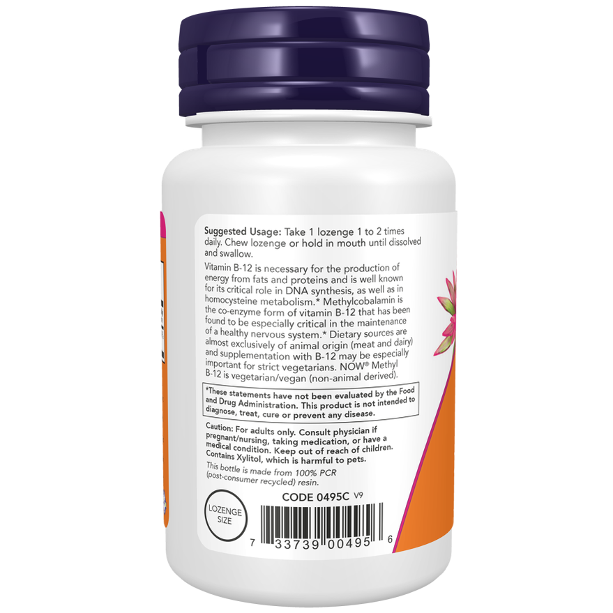 Metil B12 - 1000mcg - 100 Pastilhas - NOW Foods