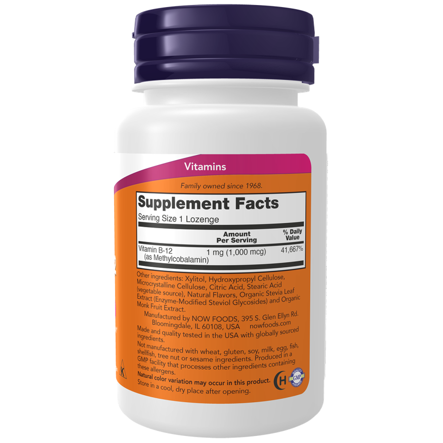 Metil B12 - 1000mcg - 100 Pastilhas - NOW Foods