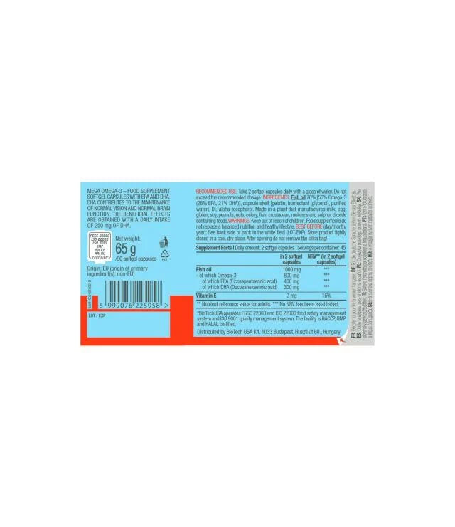 Mega Omega 3 – 90 Cápsulas – BiotechUSA