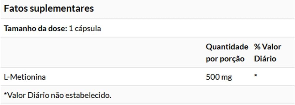Swanson L-Methionine – 500mg – 30 Cápsulas – Aminoácido Essencial e Suporte Hepático