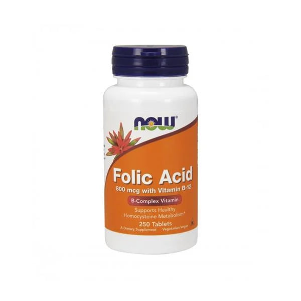 Ácido Fólico 800 Mcg Com Vitamina B12 - Now Foods