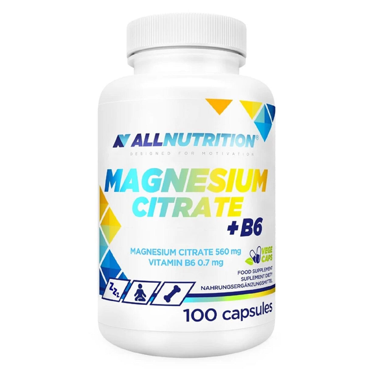 ALLNUTRITION Magnésio Citrato + Vitamina B6 - 100 Cápsulas | Alta Absorção para Músculos, Energia e Redução da Fadiga
