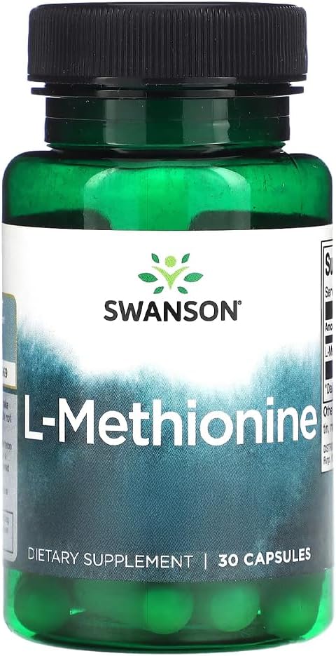 Swanson L-Methionine – 500mg – 30 Cápsulas – Aminoácido Essencial e Suporte Hepático
