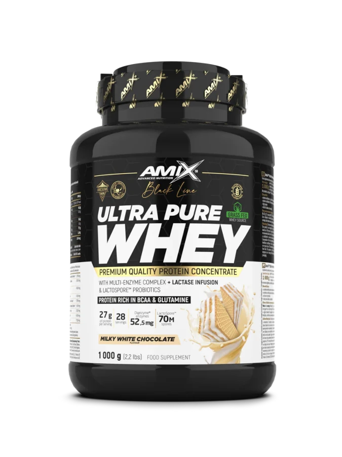 AMIX NUTRITION Ultra Pure Whey (1kg) Sabor Chocolate Branco | Blend de Isolado e Concentrado para Crescimento Muscular