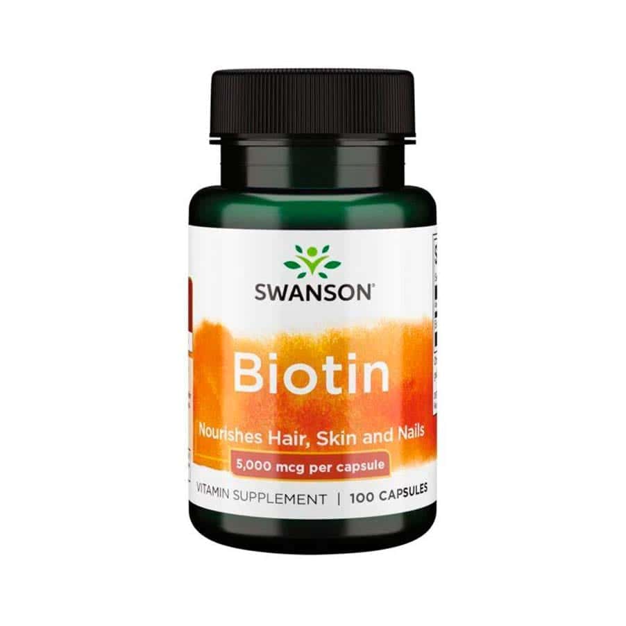 Swanson Biotina 5000mcg – 100 Cápsulas – Cabelos, Pele e Unhas Fortes