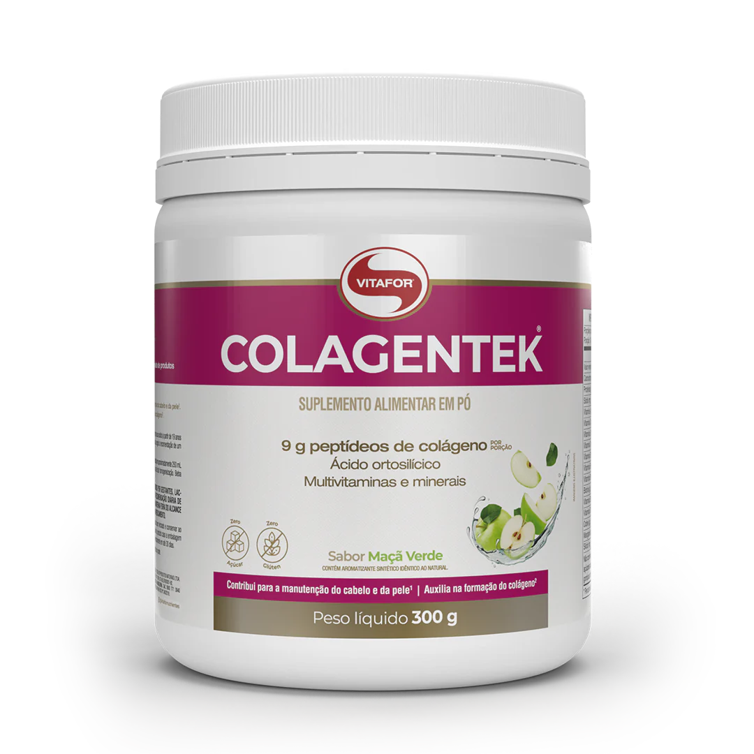 Colagentek Vitafor - 300g Sabor Maçã Verde