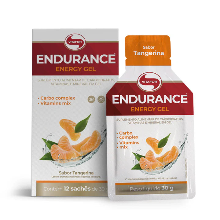 Endurance Caffeine Gel Vitafor - 12 Sachês de 30g Sabor Tangerina