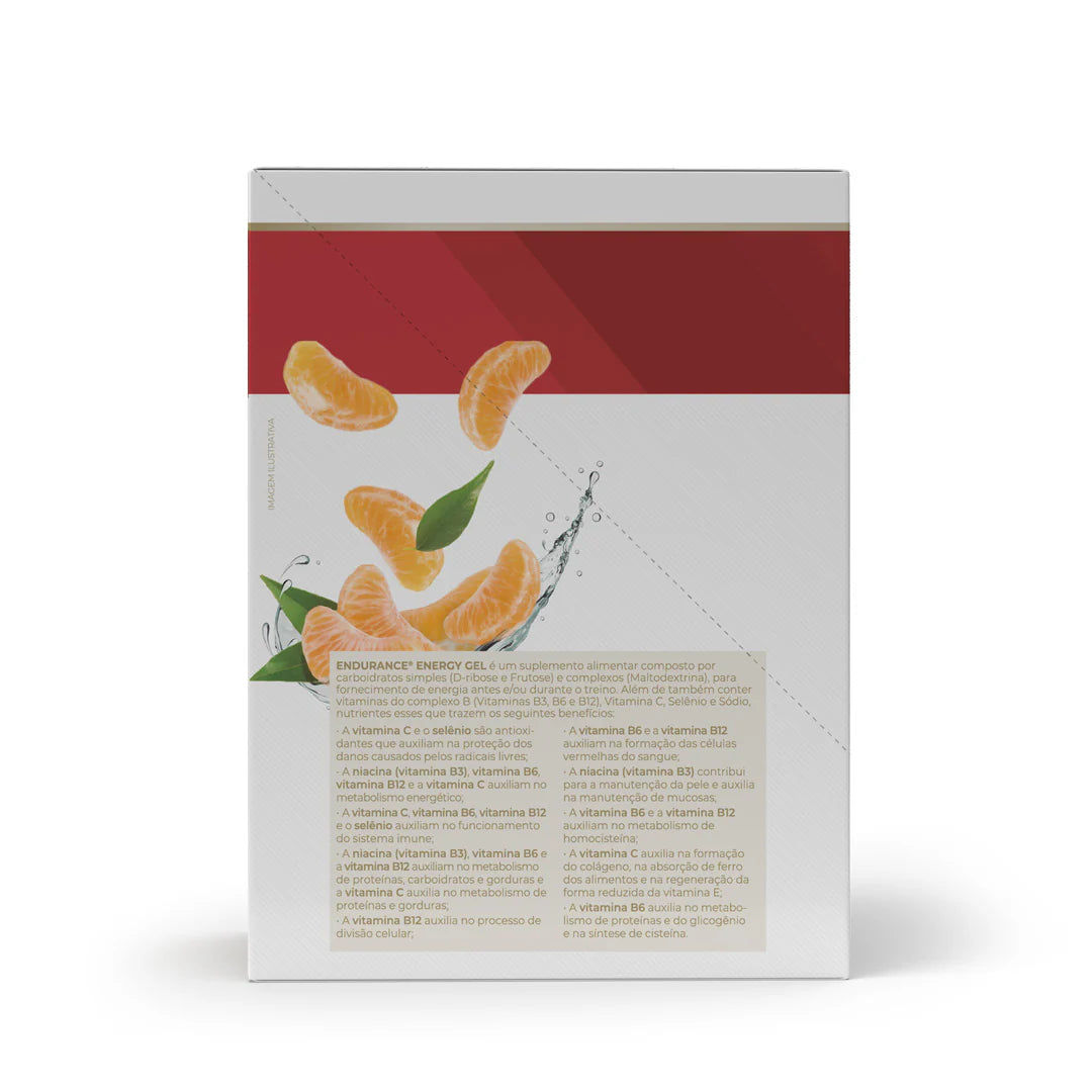 Endurance Caffeine Gel Vitafor - 12 Sachês de 30g Sabor Tangerina
