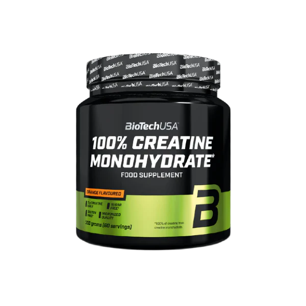 BIOTECH USA 100% Creatina Monohidrato – 300g Sabor Laranja | Micronizada para Força, Performance e Absorção Rápida