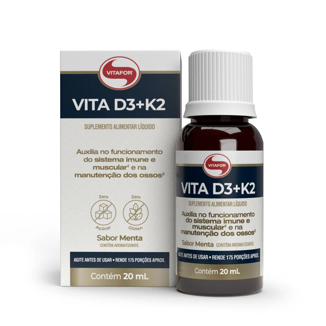 Vita D3 + K2 Vitafor - 20ml Sabor Menta
