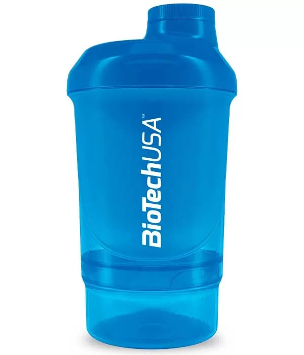 Copo Shaker Biotech Wave+ Nano - 300ml (+150ml) Blue