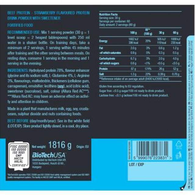 Beef Protein Biotech - 1816g Sabor Morango