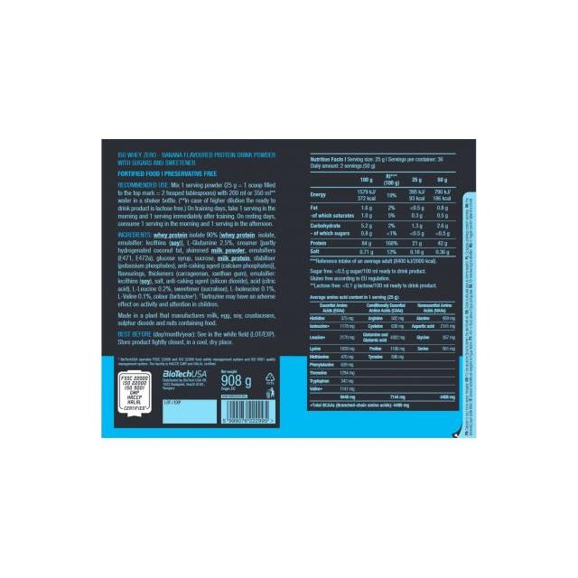 Iso Whey Zero – 908g – Sabor Banana – BiotechUSA