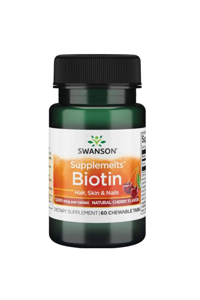 SWANSON Biotina (Vitamina B7) 500 mcg - 60 Comprimidos | Essencial para Metabolismo, Cabelo, Pele e Unhas