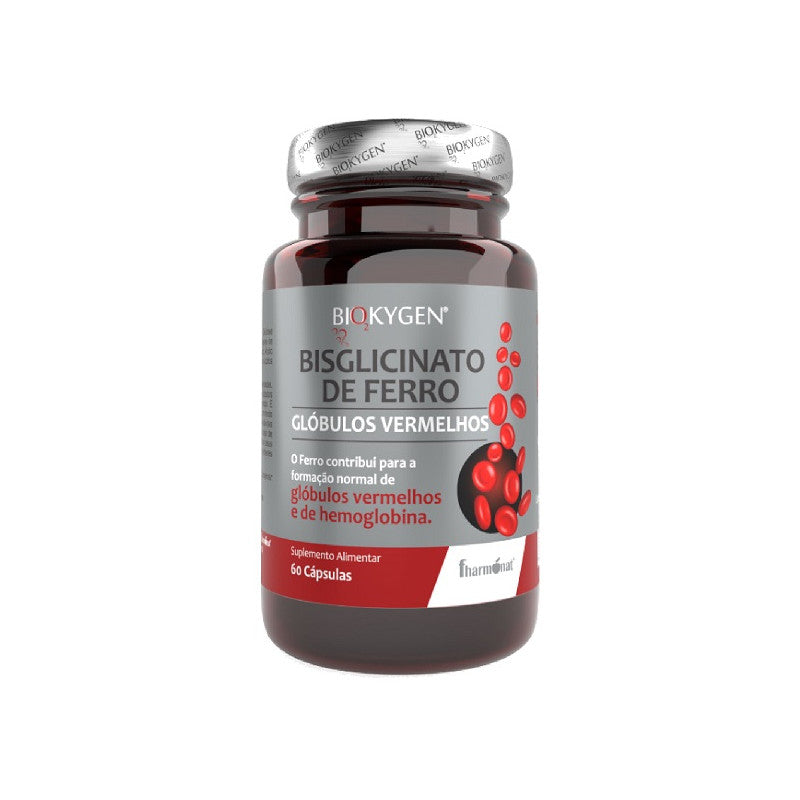FHARMONAT Biokygen Bisglicinato de Ferro - 60 Cápsulas | Ferro Quelado de Alta Absorção para Energia e Combate à Fadiga