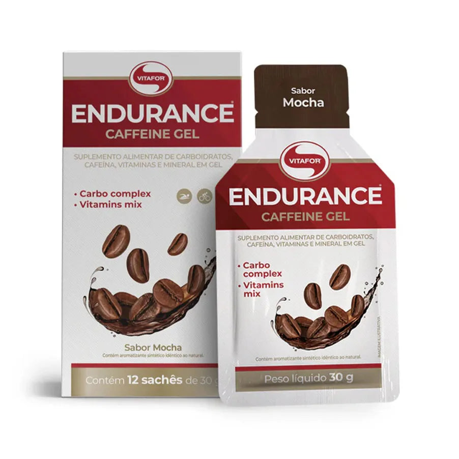 Endurance Caffeine Gel Vitafor - 12 Sachês de 30g Sabor Mocha