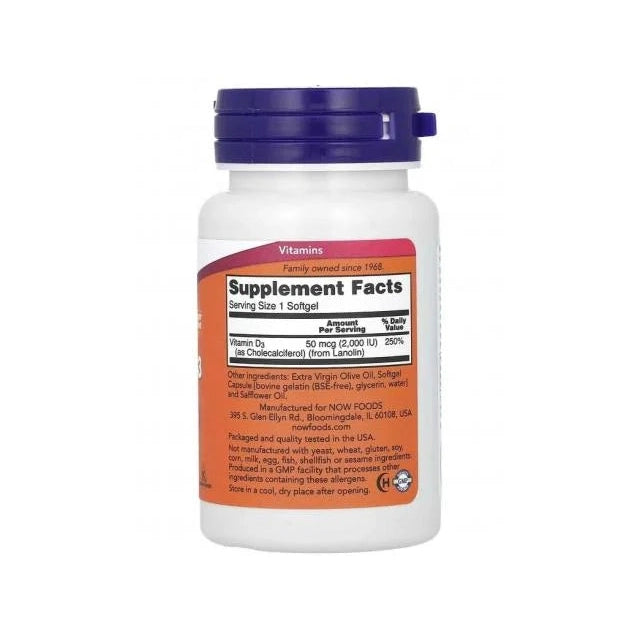 Vitamin D3 – 2000 UI – 240 Cápsulas – Now Foods