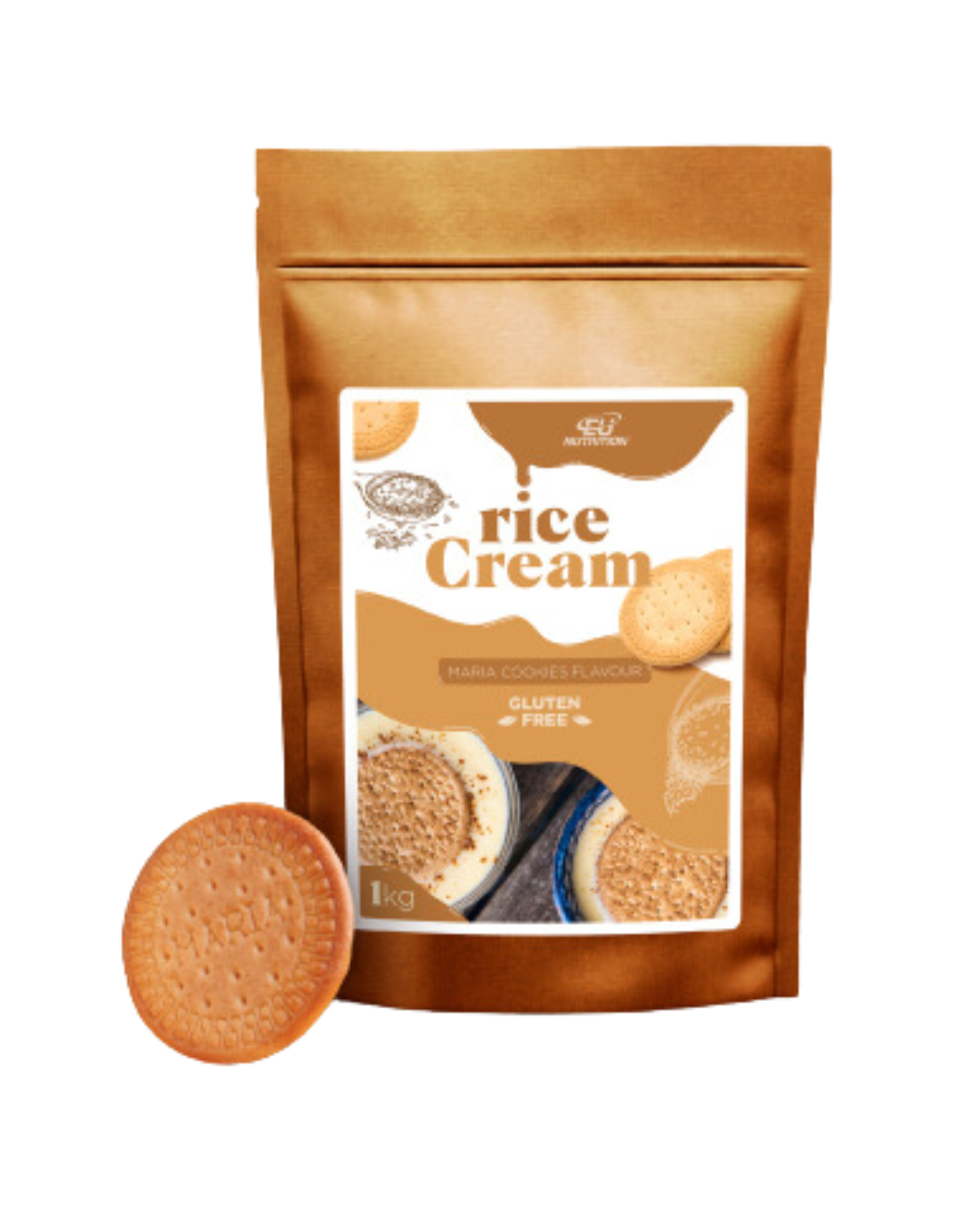 Papas de Arroz Cremosas Eu Nutrition - 1kg Sabor Maria Cookies