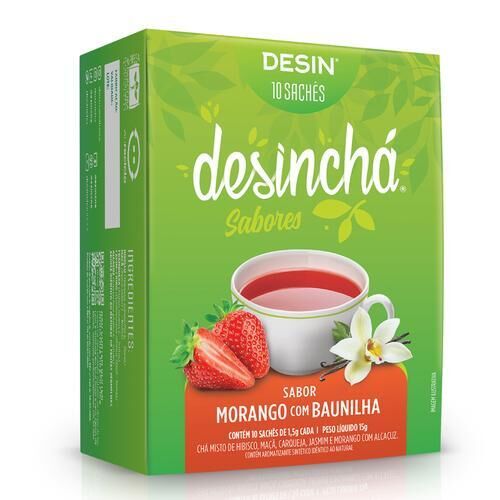 Desinchá Sabores Morango com Baunilha - 60 Sachês