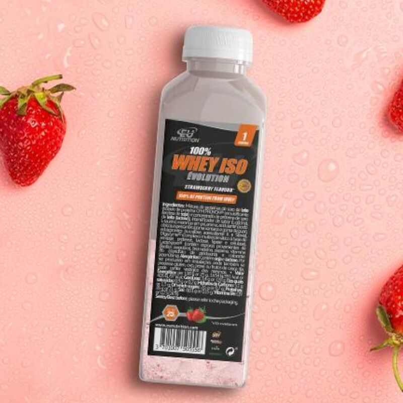 100% Whey Iso Évolution Garrafa 25 g Morango Eu Nutrition