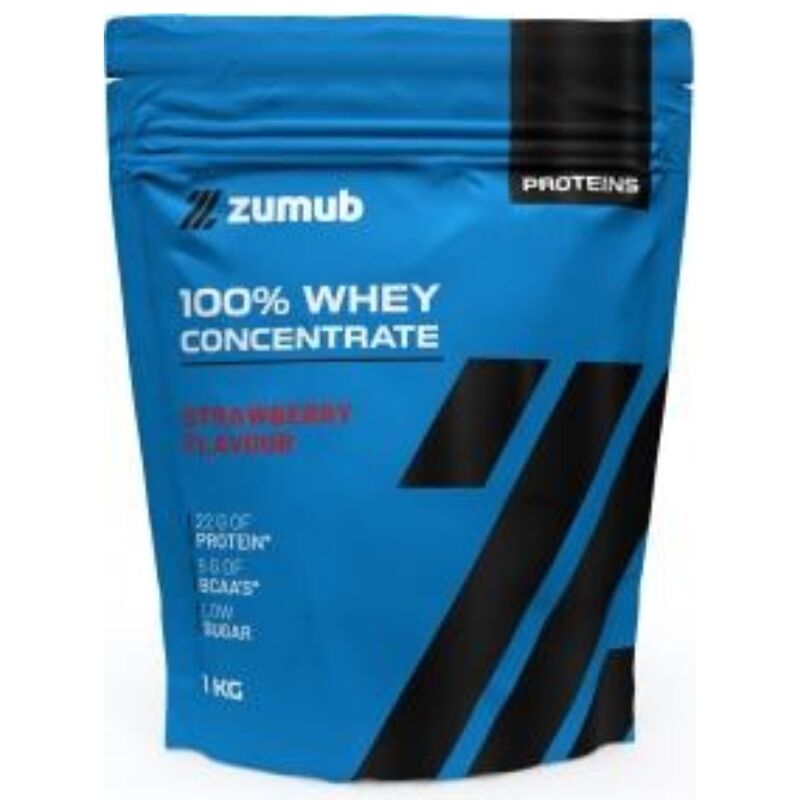 100% Whey Concentrate Zumub - 1kg Sabor Strawberry