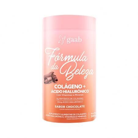 Fórmula da Beleza Colágeno + Ácido Hialurônico - Chocolate -  240g - Gaab