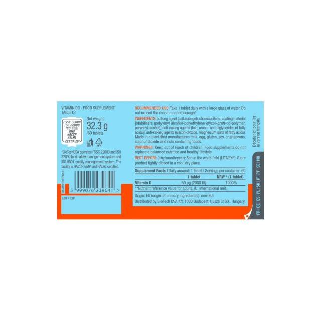 Vitamina D3 – 120 Comprimidos – BiotechUSA