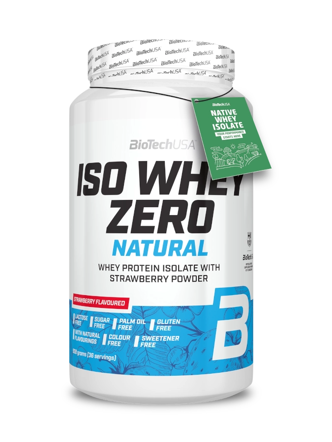 BIOTECH USA Iso Whey Zero NATURAL (908g) Sabor Morango | Proteína Isolada Pura, Sem Adoçantes, Corantes ou Sabores Artificiais