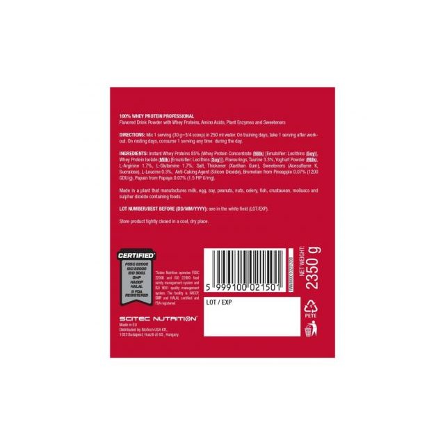 100% Whey Protein Professional Scitec - 2350g Baunilha