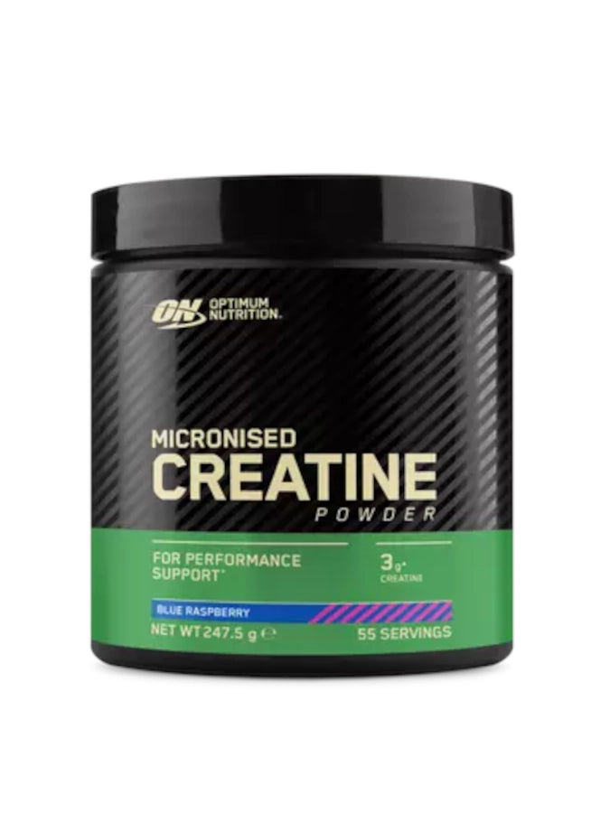 ON OPTIMUM NUTRITION Creatina Monohidratada Micronizada – 247,5g Sabor Blue Raspberry | Performance, Força e Recuperação Muscular