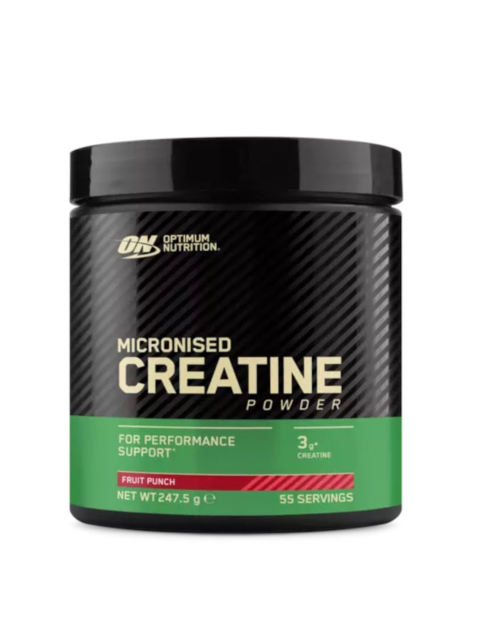 ON OPTIMUM NUTRITION Creatina Monohidratada Micronizada – 247,5g Sabor Fruit Punch | Potência Muscular e Desempenho Físico