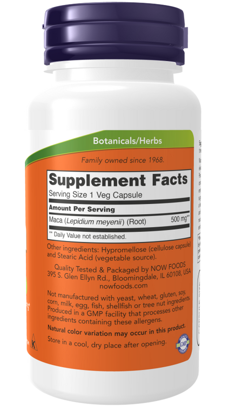 Maca 500mg - 100 Cápsulas - NOW Foods