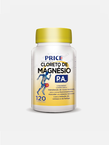 PRICE Cloreto de Magnésio - 120 Comprimidos | Essencial para Músculos, Ossos, Metabolismo e Redução da Fadiga