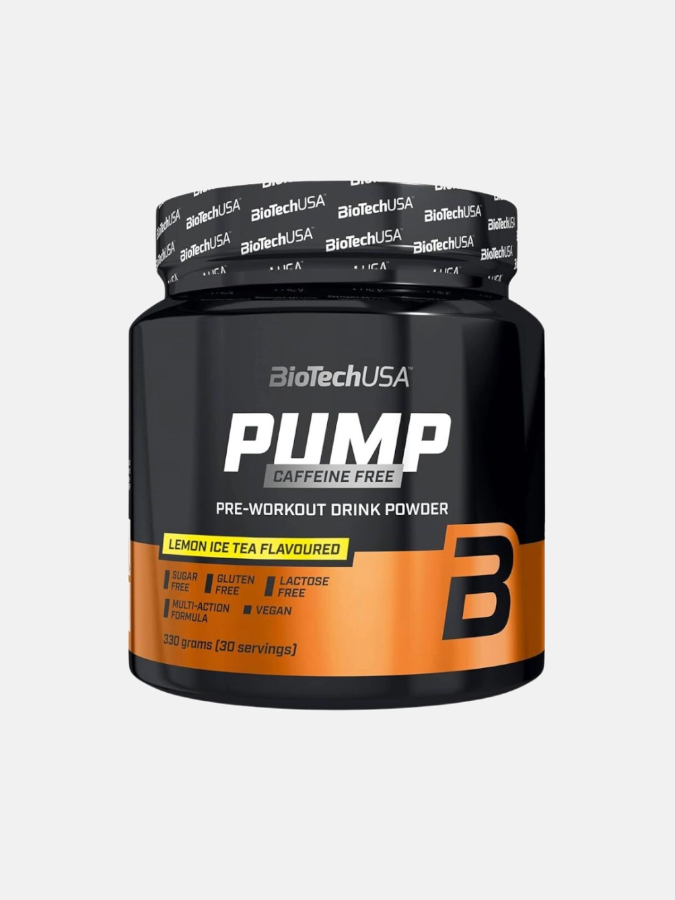 BIOTECH USA Pump Caffeine Free (330g) Sabor Chá Gelado de Limão | Pré-Treino Sem Cafeína | Pump Muscular e Foco