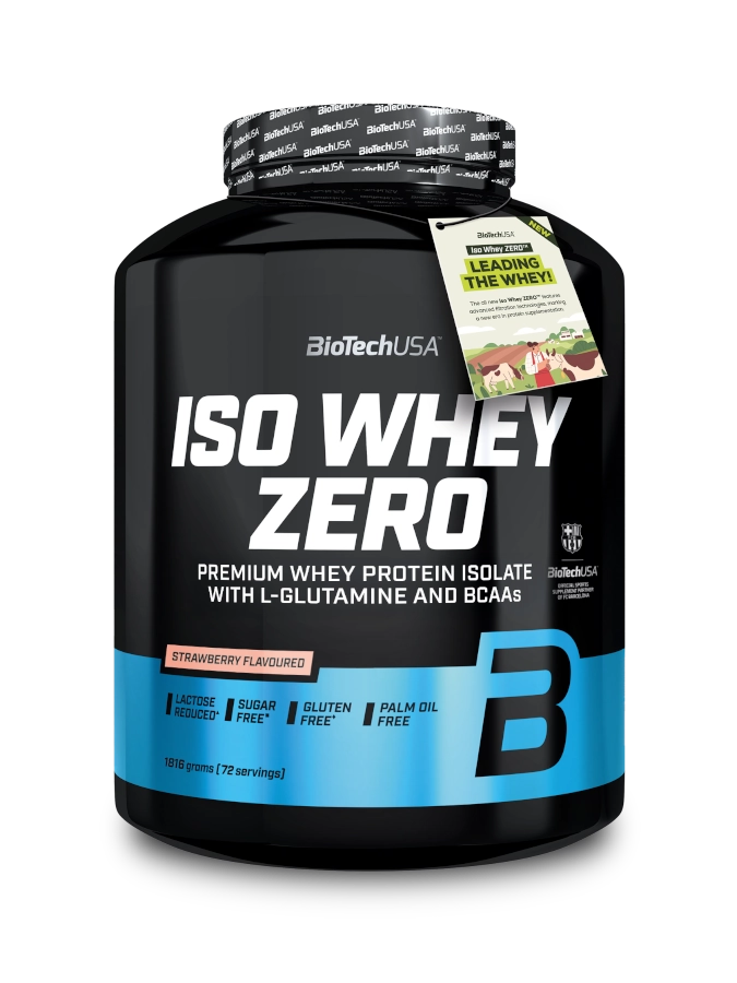 BIOTECH USA Iso Whey Zero (1.816g) Sabor Morango | 100% Whey Protein Isolate Microfiltrada | Sem Açúcar, Sem Glúten e Baixa em Lactose