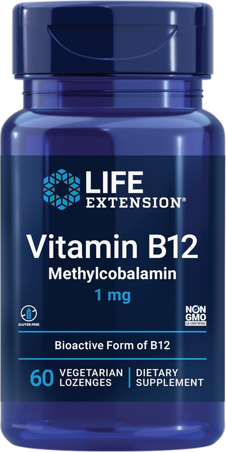 LIFE EXTENSION Vitamina B12 Metilcobalamina 1000 mcg (1 mg) - 100 Comprimidos Sublinguais | Suporte Diário para Energia e Nervos