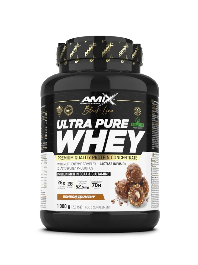 AMIX NUTRITION Ultra Pure Whey (1kg) Sabor Bombom Crocante | Blend de Concentrado e Isolado para Massa Muscular