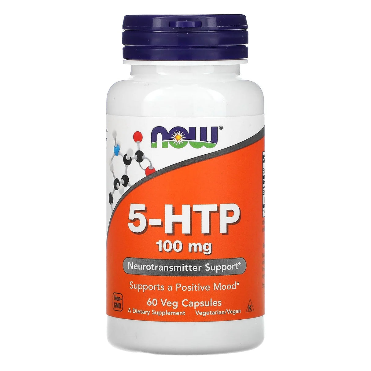 NOW FOODS 5-HTP (Hidroxitriptofano) 100mg - 60 Cápsulas Vegetais | Suporte para Humor, Stress e Qualidade do Sono