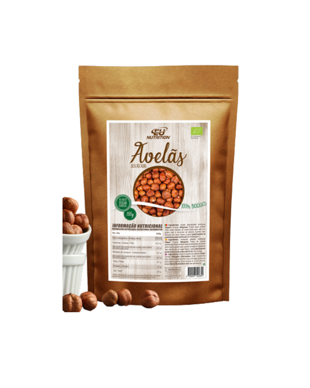 100% Organic Hazelnuts Eu Nutrition - 150g
