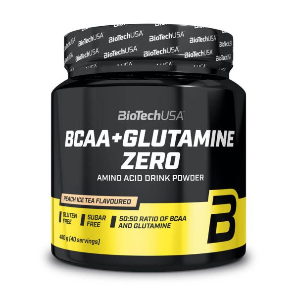 BIOTECH USA BCAA + L-Glutamina (480g) Sabor Chá Gelado de Pêssego | Fórmula 1:1 para Anti-Catabolismo e Recuperação