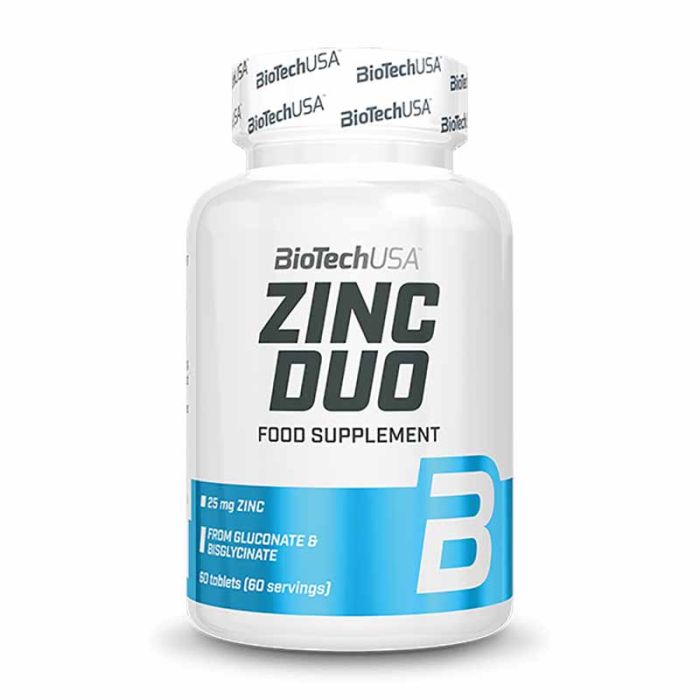 BIOTECH USA Zinc Duo - 80 Comprimidos | Zinco de Dupla Absorção (Bisglicinato + Gluconato) | Suporte Imunitário, Hormonal e Reprodutivo