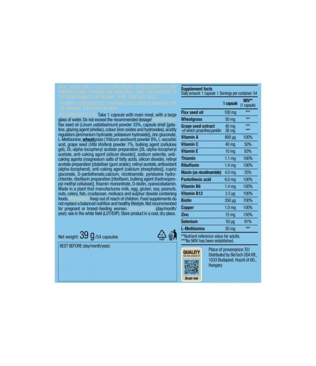 Hair, Skin & Nails Biotech - 60 Cápsulas