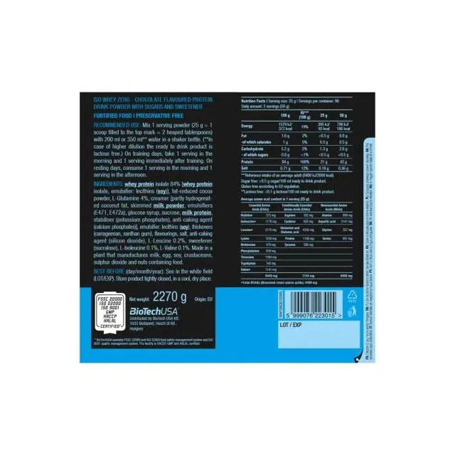 Biotech ISO Whey Zero 2270g - chocolate