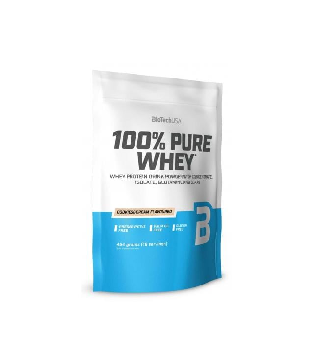 BIOTECH USA 100% Pure Whey (454g) Sabor Cookies & Cream | Blend de Concentrado, Isolado e Hidrolisado para Músculos