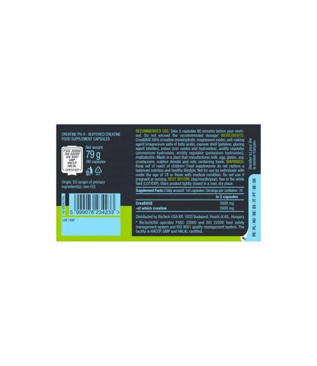 Creatina pH-X – 90 cápsulas – BioTech USA