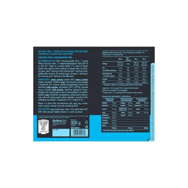 Iso Whey Zero - 908g - Chocolate - Biotech USA