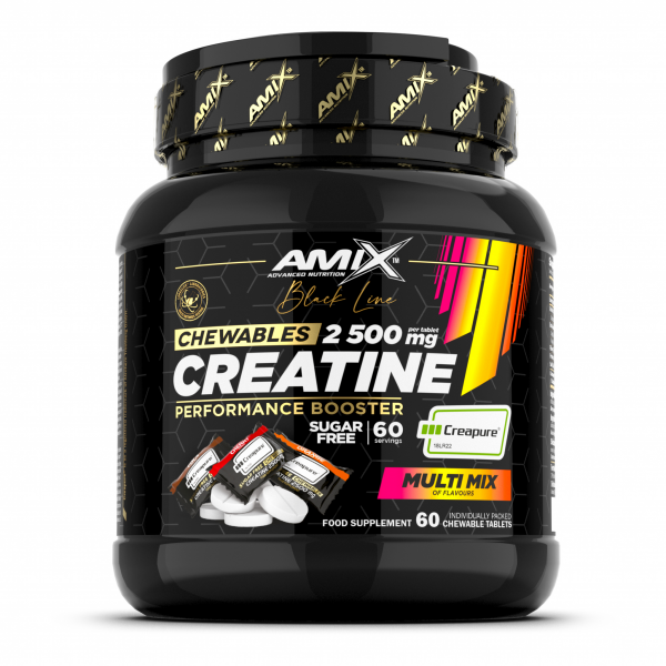 AMIX Nutrition Creatine Black Chews (Mastigável) - 60 Comprimidos | Creatina Monohidratada Pura em Gomas Sabor Cereja e Limão