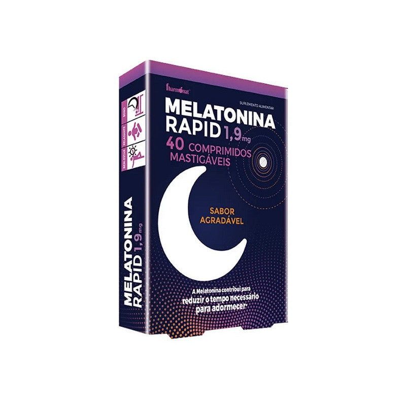 FHARMONAT Melatonina Rapid 1,9mg - 40 Comprimidos Mastigáveis | Rápida Absorção para Alívio do Jet Lag e Qualidade do Sono