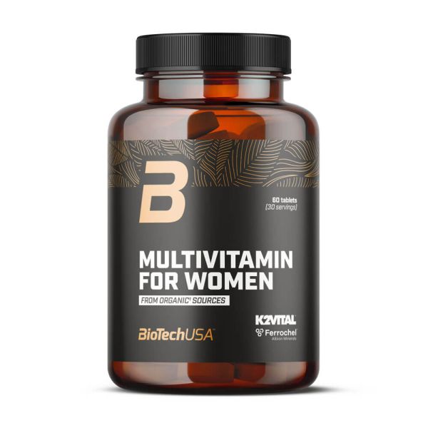BIOTECH USA Multivitamin For Women | 60 Comprimidos | Vitaminas e Minerais de Fontes Orgânicas para o Bem-Estar Feminino
