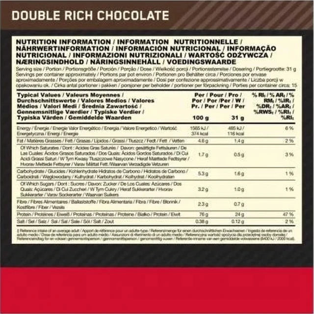 100% Whey Gold Standard – Double Rich Chocolate – 450g – Optimum Nutrition